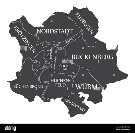 Pforzheim City Map Germany De Labelled Black Illustration Stock Vector