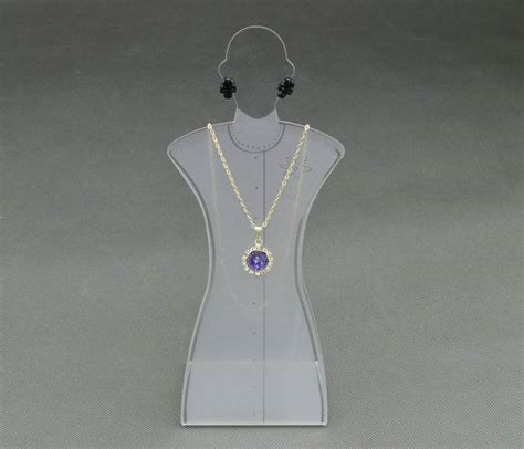 Acrylic Mannequin Necklace Earrings Display Stand Holder Jewelry Pendant Show Rack