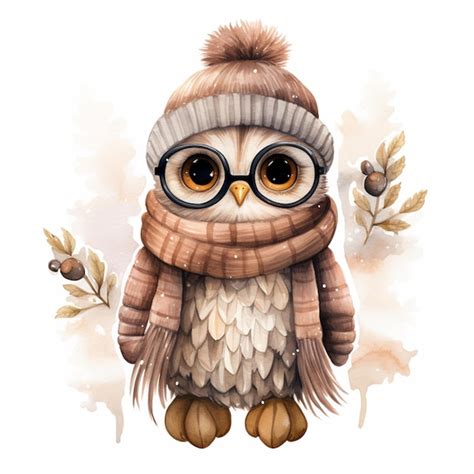 Premium Ai Image There Is A Cartoon Owl Wearing A Hat And Scarf