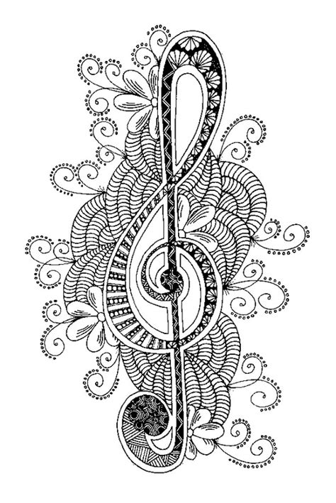 Art Therapy Coloring Page Music Treble Clef 6