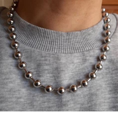 Oversized Ball Chain Chunky Stainless Steel Ball Chain Necklace Large