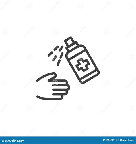 Hand Sanitizer Bottle Line Icon Stock Vector Illustration Of