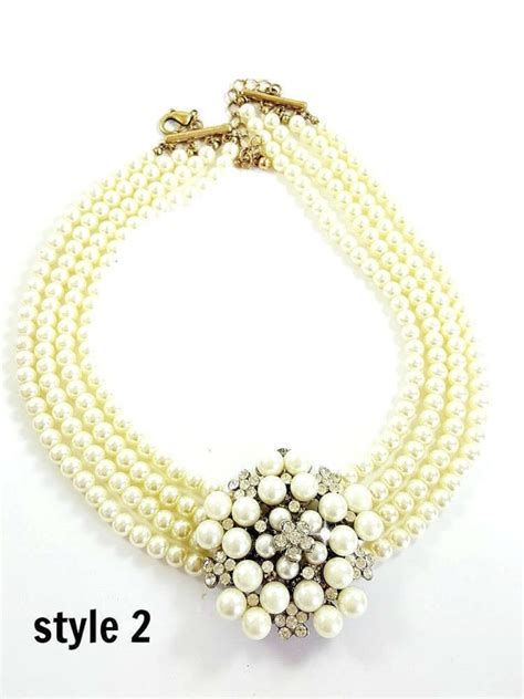 Audrey Hepburn Chunky Pearl Choker 4 Row Pearls Necklace And Etsy