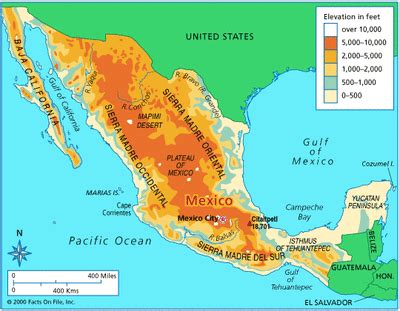 physical map of mexico