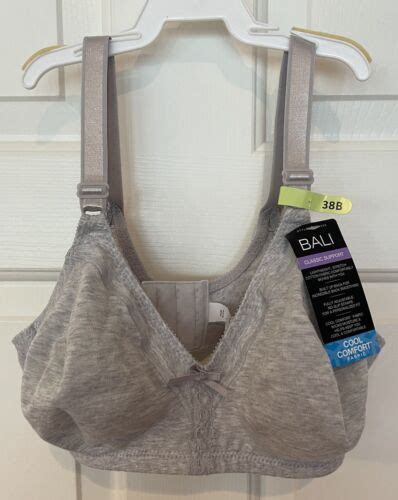 Bali Classic Support Womens 38b Gray Bra Cool Comfort Fabric Style Df