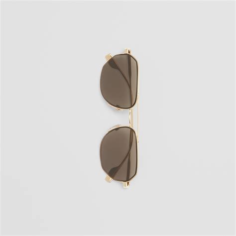 Geometric Frame Sunglasses In Golden Brown Men Burberry® Official