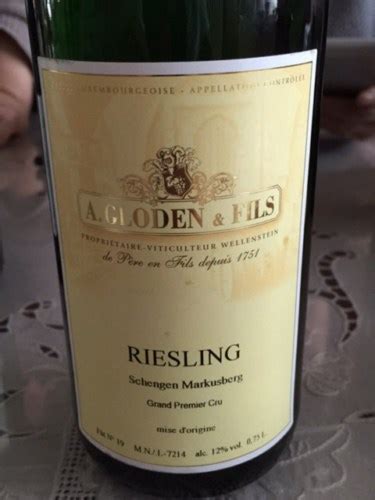 A Gloden Fils Schengen Markusberg Riesling Grand Premier Cru Vivino US