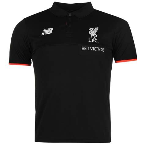 New Balance Liverpool FC Training Polo Shirt Mens Black Football Soccer