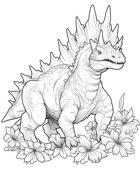 Premium AI Image A Drawing Of A Dinosaur With A Flower On Its Head