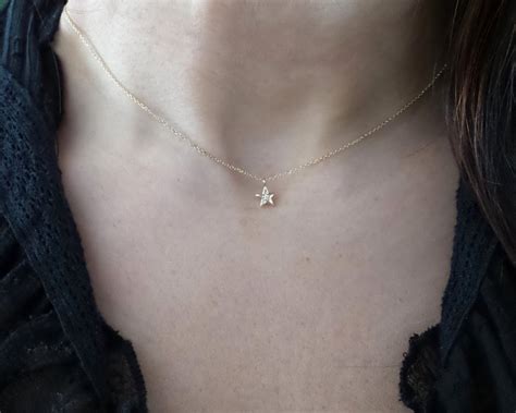 Star Necklace / Diamond Star Necklace / 14k Gold Star Necklace - Etsy