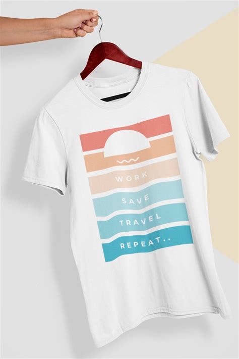 Work Save Travel Repeat T Shirt Wanderlust Tshirt Traveller Gift