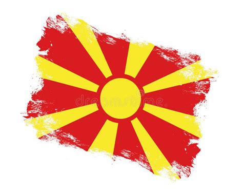 Stroke Brush Painted Flag Of North Macedonia On White Background Stock