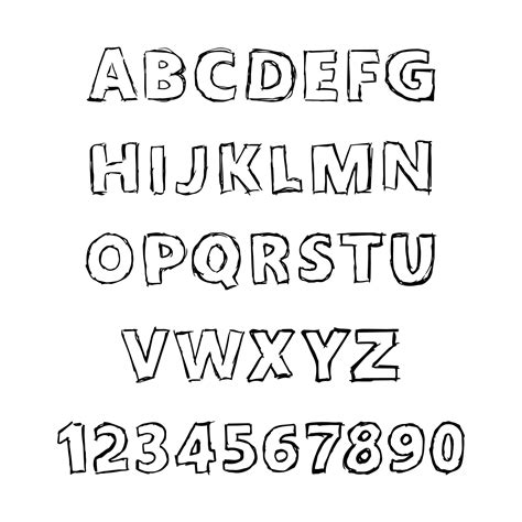 mano disegnato latino alfabeto lettere e numeri. maiuscolo moderno font