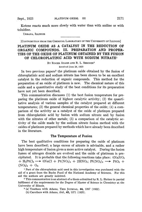 PLATINUM OXIDE AS A CATALYST IN THE REDUCTION OF ORGANIC COMPOUNDS III