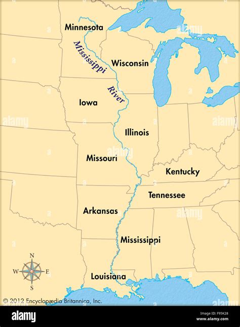 Geografia Della Cartografia Delle Mappe Del Fiume Mississippi Immagini