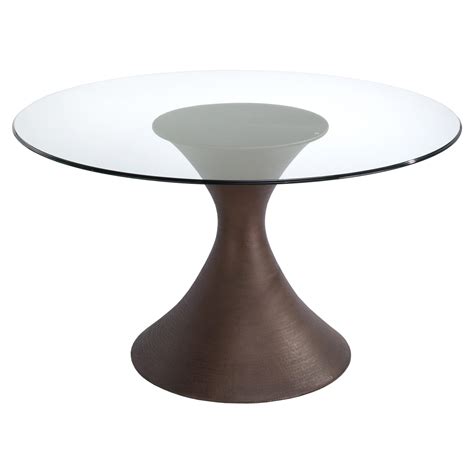 Round Glass Dining Table Wood Base | Foter