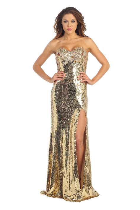 Sequin Covered Form Fitting Plus Sizes Sexy Slit Prom Dress Strapless Sweetheart Ebay