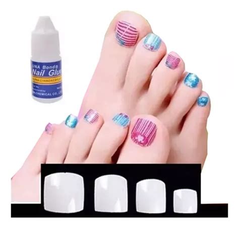 12 Uñas Postizas Para Pie Press On Pegamento Color Nude Liso MercadoLibre