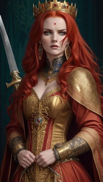 Premium Ai Image Irish Woman With Waist Length Blood Red Hair