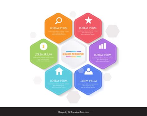 Hexagon Infographic Template Elegant Symmetric Geometric Shapes Vectors