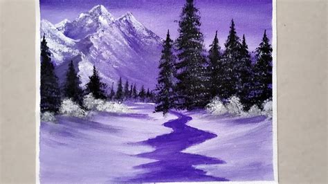 Following A Bob Ross Painting 3 Color Painting Challengeeasy Snowy