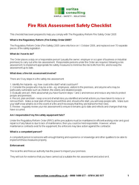 Fire Risk Assessment Safety Checklist Hse Pdf Fire Safety Fires