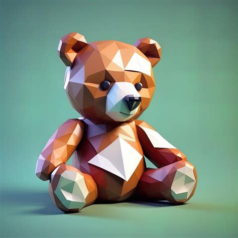 Premium Photo Bear D Rendering Low Poly Geometric Illustration Of A