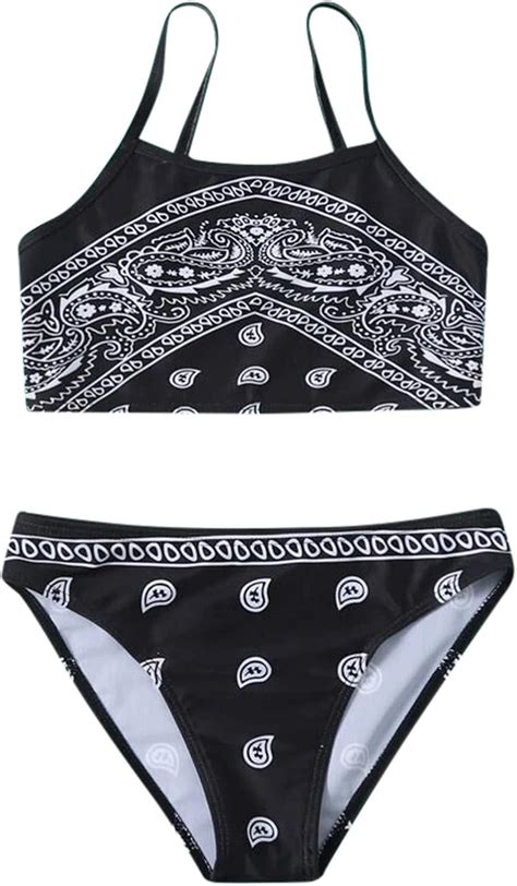 SolaXii 2 teiliger Druck Badeanzug Für Mädchen Badeanzug Bikini Bademode Tankini Kinder Mit