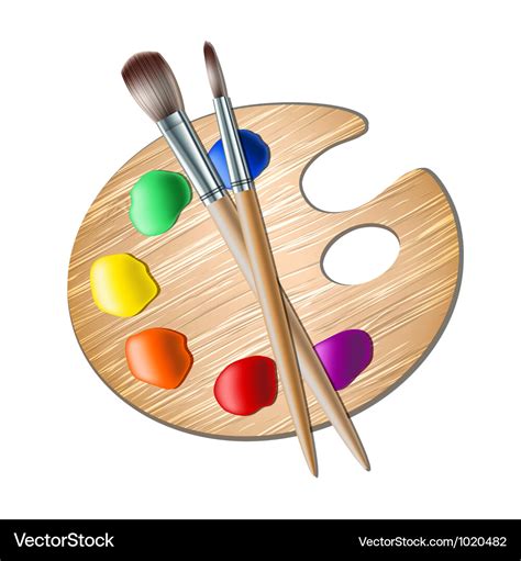 Art palette with paint brush for drawing Vector Image