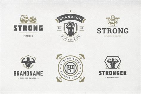 Retro Fitness Gym Logos Set