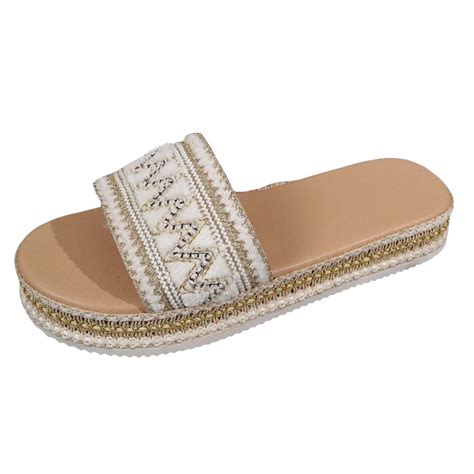 Vbarhmqrt Female Slippers For Women With Arch Support Closed Back Wide Toe Ladies Fashion Ethnic