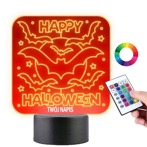 Lampka Na Biurko Statuetka Led Dekoracja Happy Halloween Nietoperze