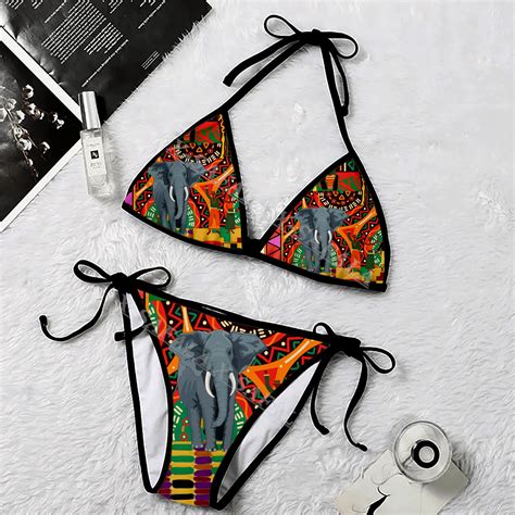 Africa Culture African Art Artistic D Print Women Micro Bikini Set Summer Beachwear Mankini