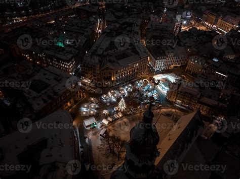 Night view of the winter Riga old town 16276697 Stock Photo at Vecteezy