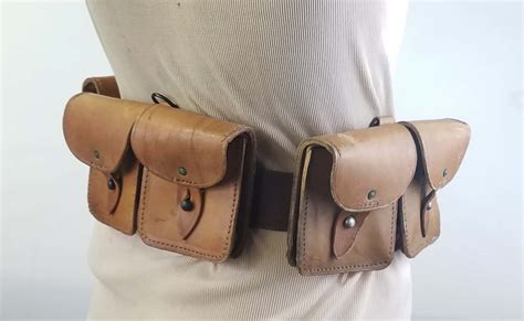 French Leather Ammo Belt with Double Pouches Rifle 1940's - Hangar 19 ...