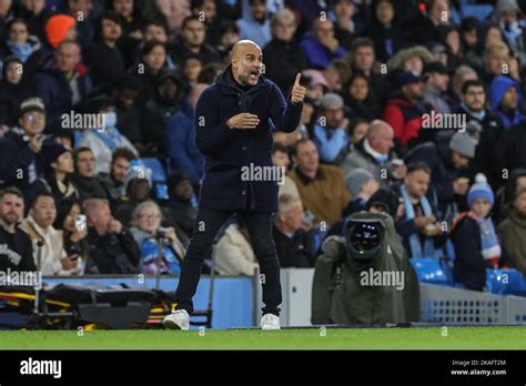 PEP Guardiola Manager von Manchester City reagiert während des UEFA