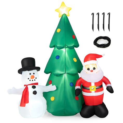 Topbuy 6ft Tall Christmas Inflatables Tree With Santa Claus And Snowman