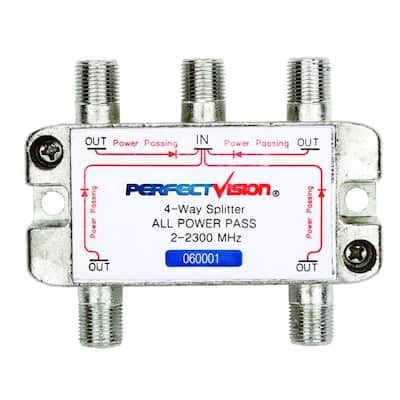 PerfectVision 4-Way 2-2300MHz Coax Cable Splitter-060001 - The Home Depot