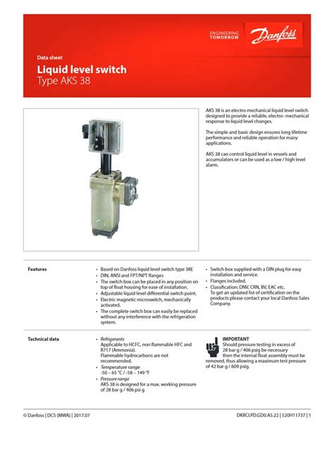 Danfoss AKS 38 Float Level Switch At Rs 999 Bhavnagar Shivaji Circle