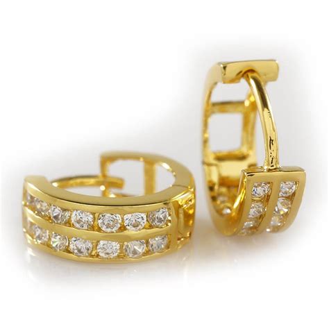 18k Gold Huggie Hoop Leverback Earring Nivs Bling