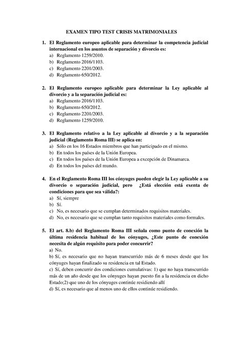 Examen II 2 Ejemplos De Preguntas Tipo Test Para Preparar Tanto