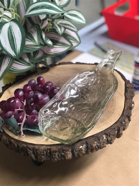 Flat Wine Bottle Molded Wine Bottle Dish Upcycled Bottle Cheese Tray Spoon Rest Glass