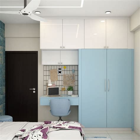 White And Blue Compact Swing Wardrobe Design Livspace