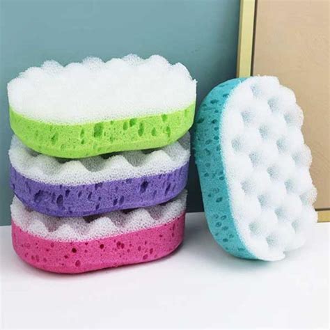 2pcs Soft Body Scrubber Reusable Exfoliating Sponge Shower Sponge Wash