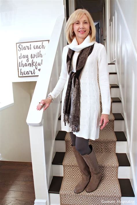 Fashion Over 50 Winter White Sweater Dress Southern Hospitality