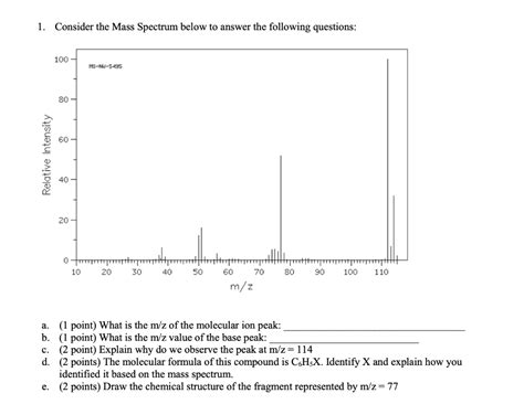 Solved 1 Consider The Mass Spectrum Below To Answer The