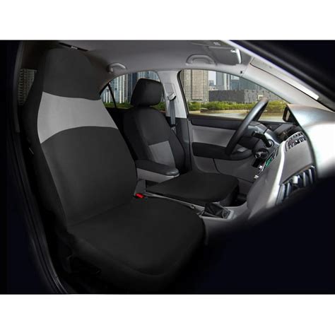 Auto Drive 2pc Two Tone High Back Seat Covers Black Gray Universal