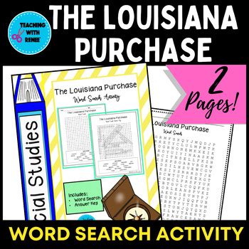 The Louisiana Purchase Word Search By Teaching With Renee Tpt