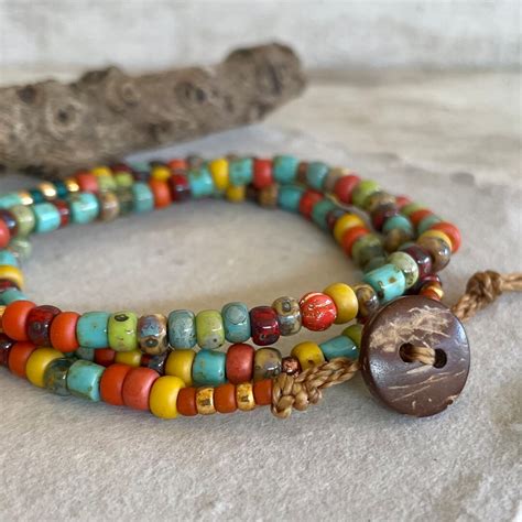 Colorful Beaded WRAP Bracelet Or Necklace Pacifica SEED Batch No 8935