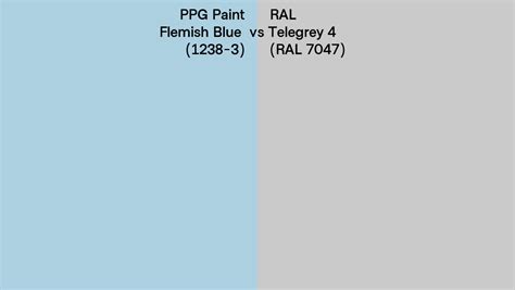 PPG Paint Flemish Blue 1238 3 Vs RAL Telegrey 4 RAL 7047 Side By